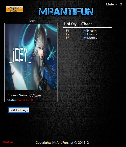 icey修改器_ICEY三项修改器 v1.0 MrAntiFun版-开心电玩